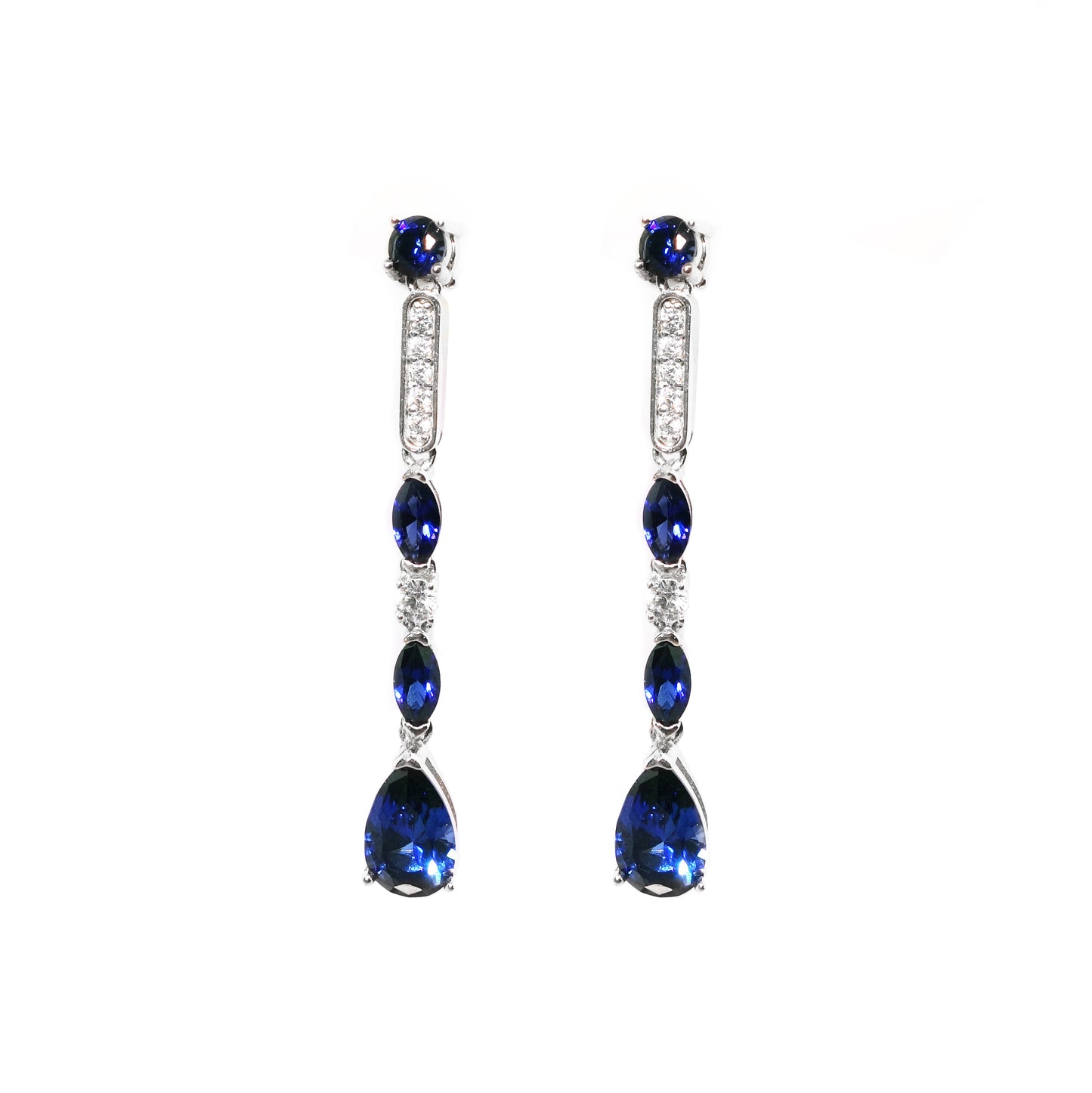 Pendientes Circonitas Color Zafiro Plata con Rodio