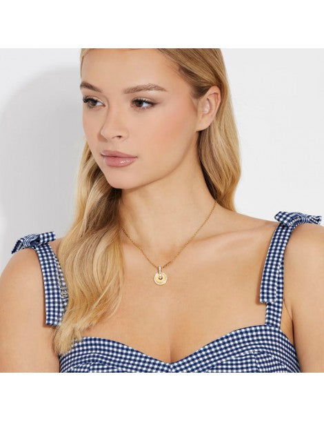 Collar Dorado Guess con Doble Aro y Cristales