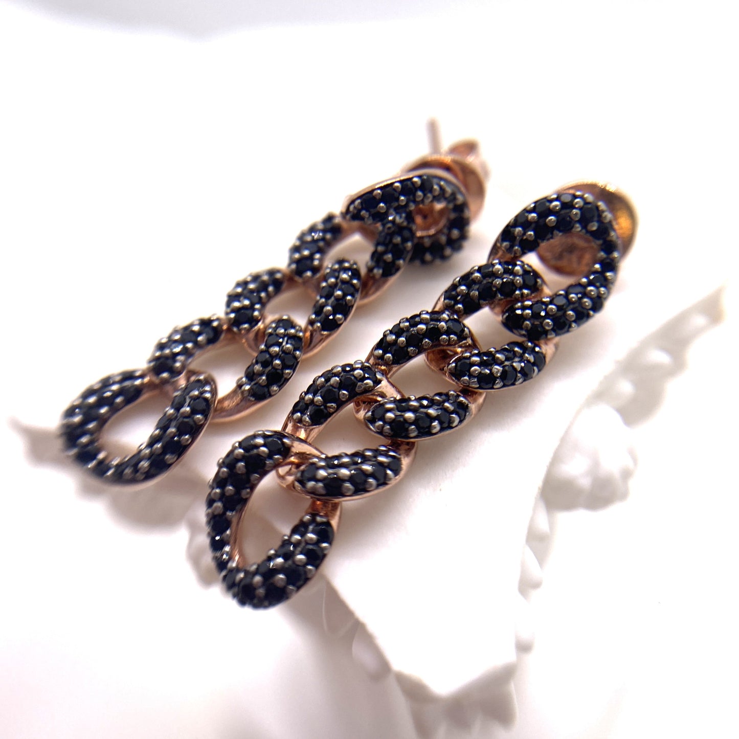 Pendientes Tira Cadena Circonitas Plata 925 Salvatore