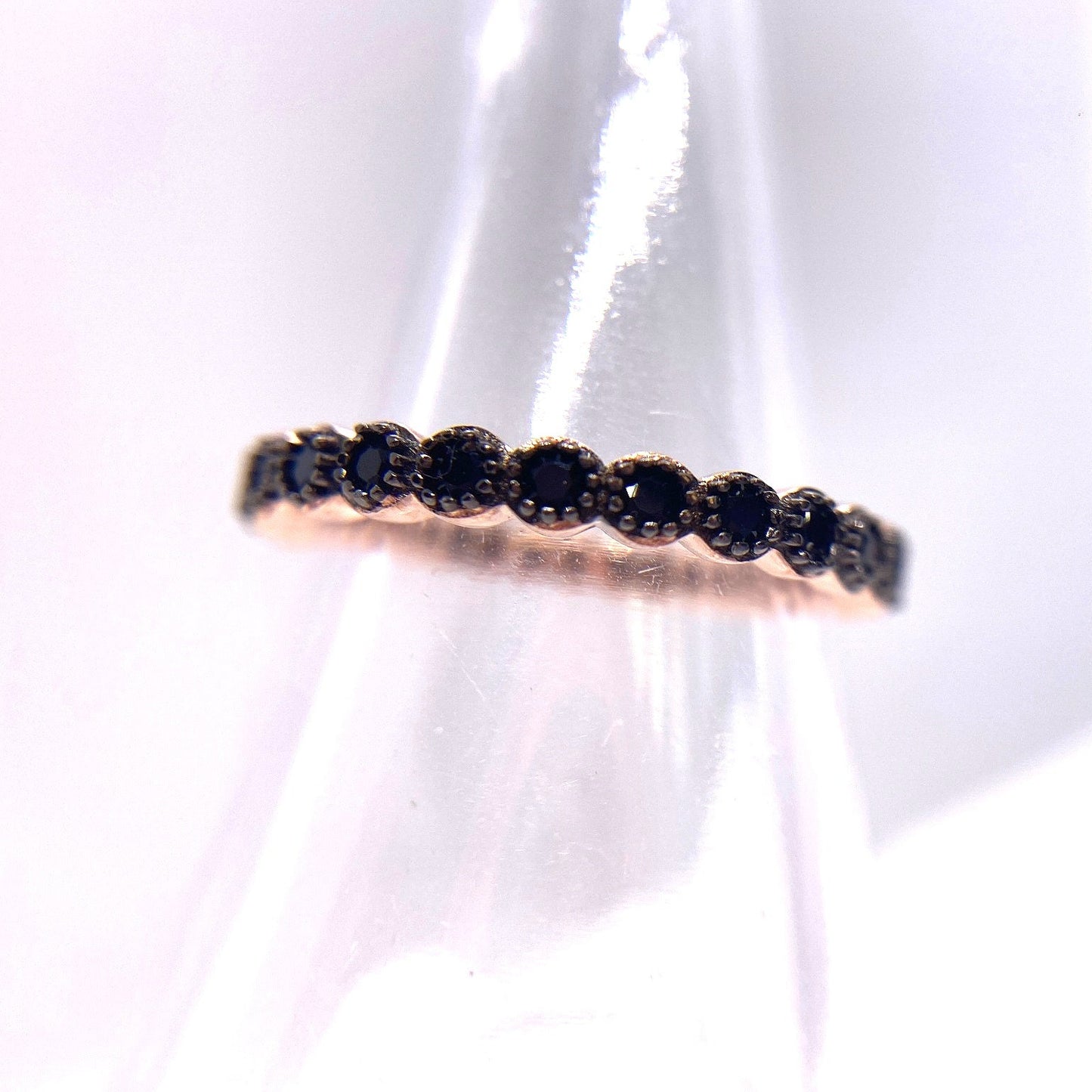 Anillo Plata 925 Chapado Oro Rosa Circonitas Negras Salvatore