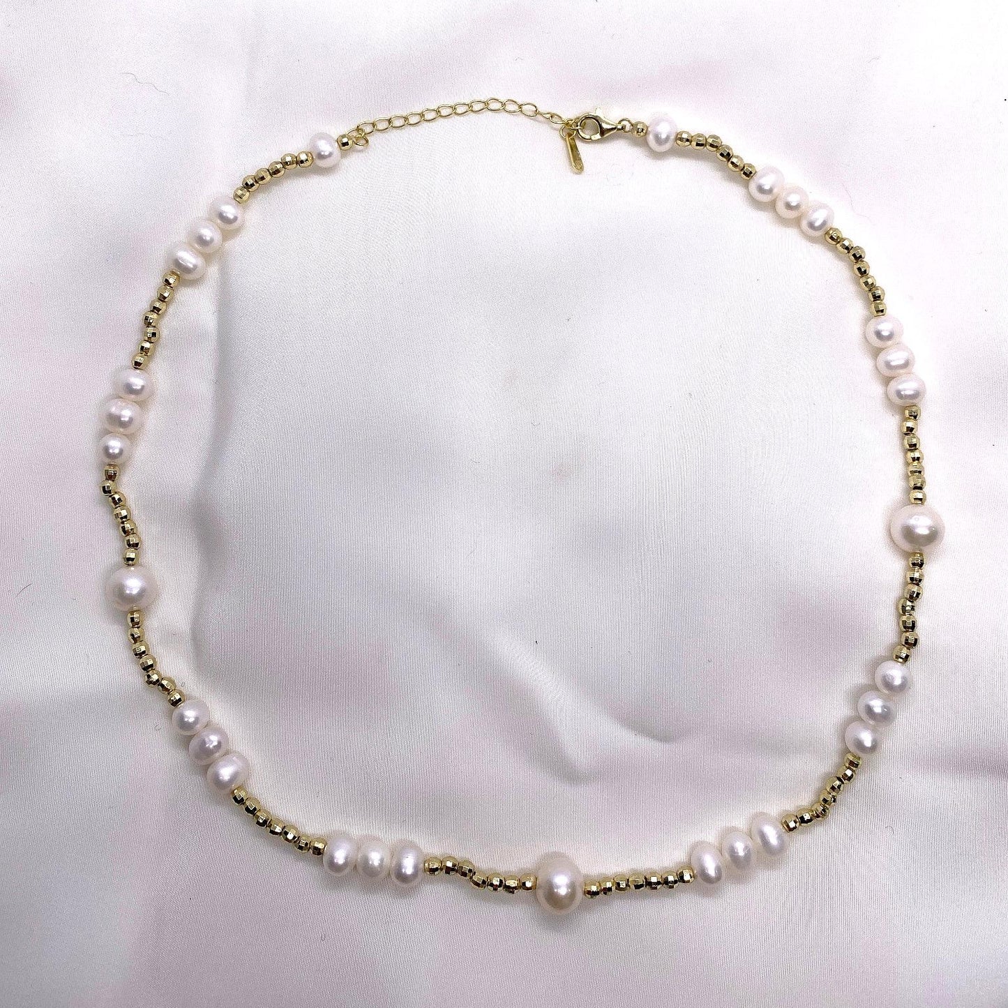 Collar Plata Perlas Baño Oro Salvatore