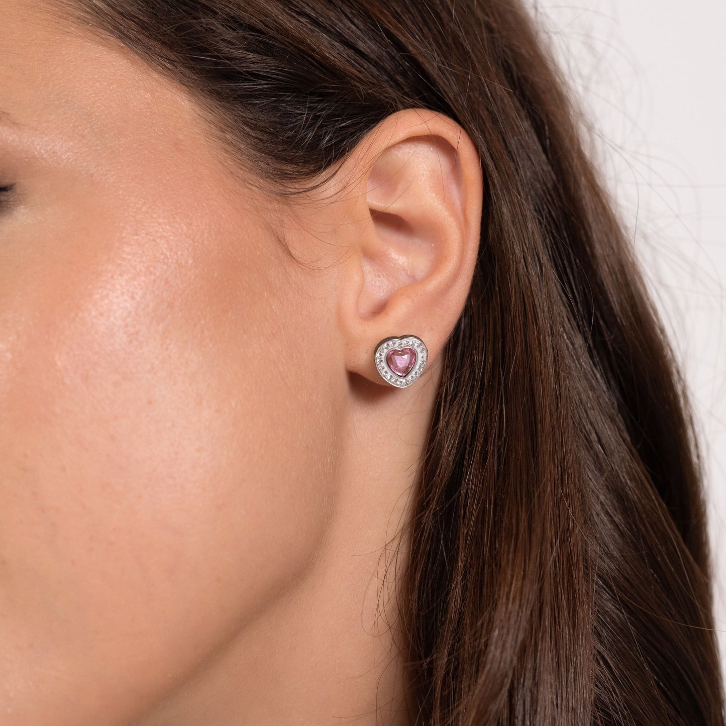 Pendientes De Acero Con Corazón Rosa