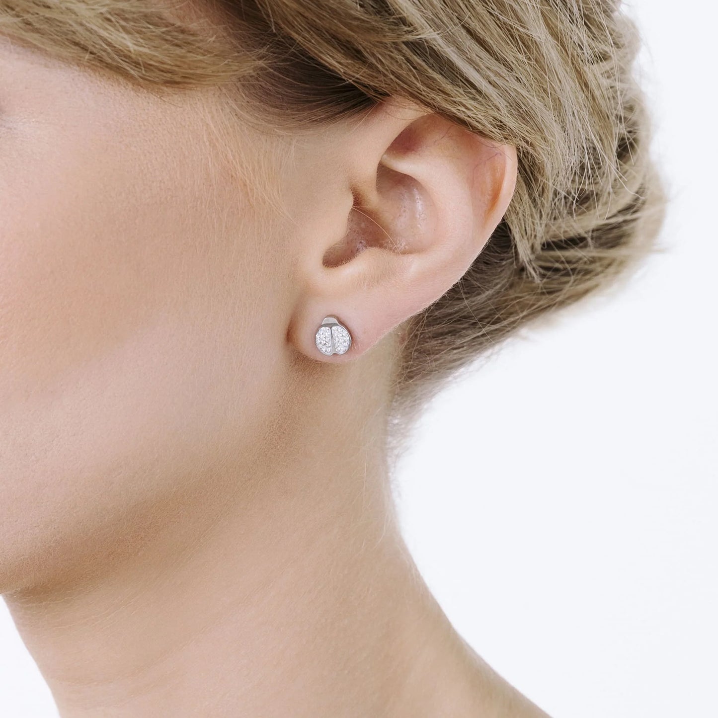 Pendientes Mariquita Acero Circonitas Brillantes