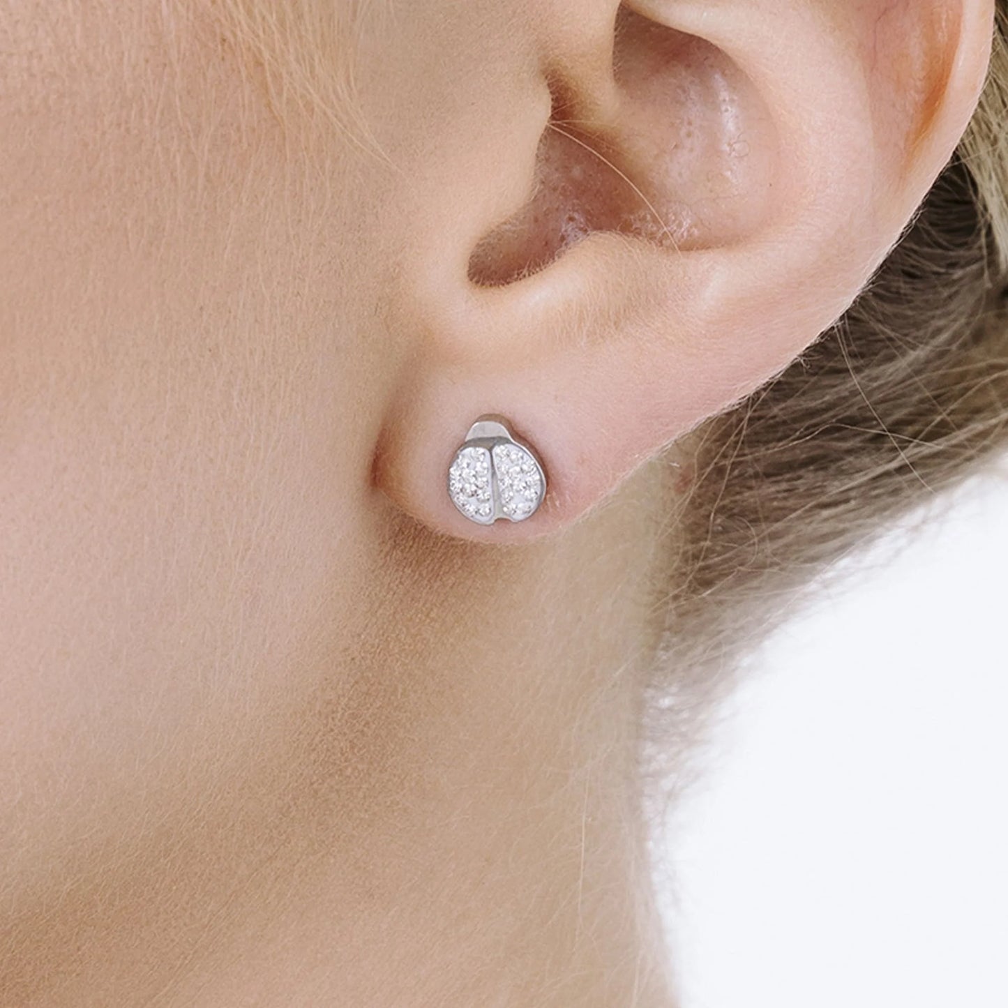 Pendientes Mariquita Acero Circonitas Brillantes