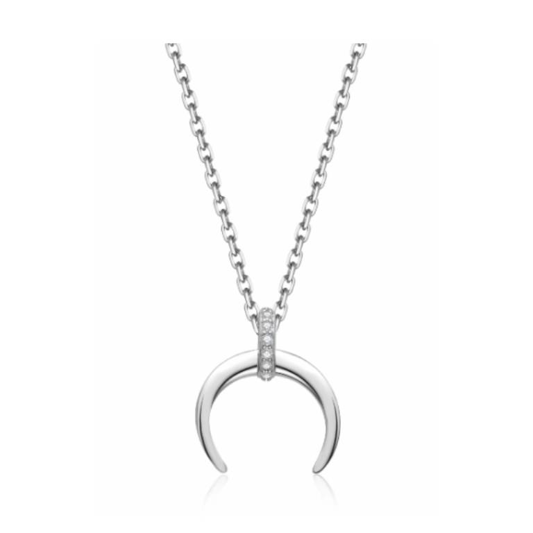 Collar Plata Circonita Media Luna