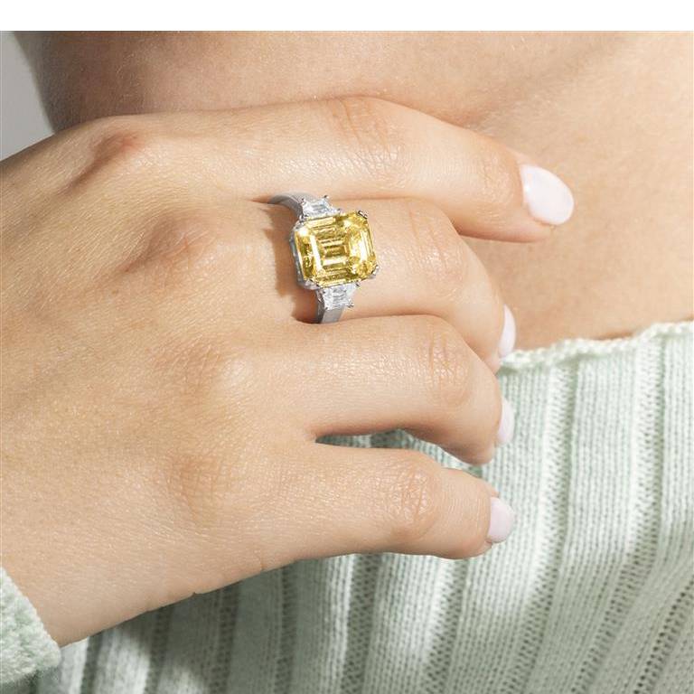 Anillo Plata De Ley 925 Circonita Color Topacio Imperial