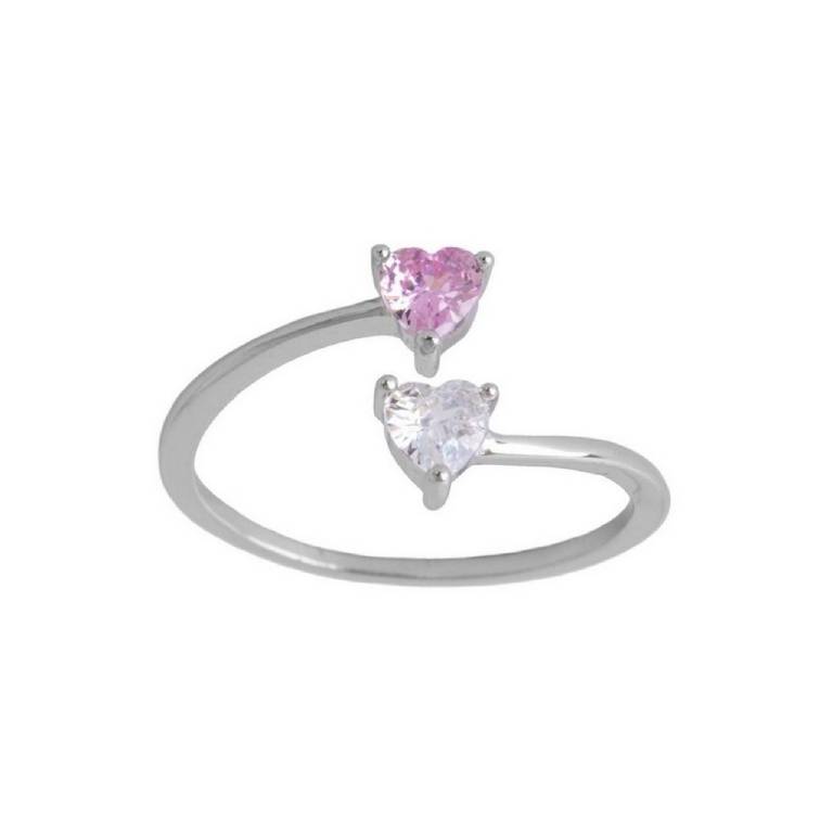 Anillo Plata De Ley 925 Circonitas Color Blanca Brillante y Rosa De Francia