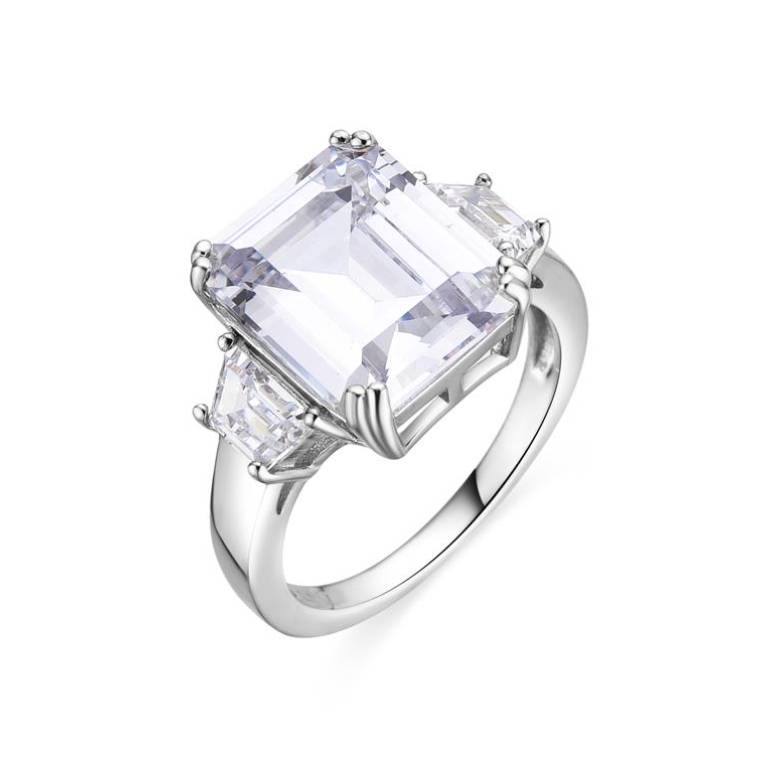 Anillo Plata De Ley 925 Circonita Blanca Brillante