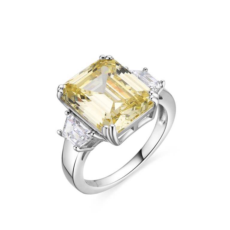 Anillo Plata De Ley 925 Circonita Color Topacio Imperial