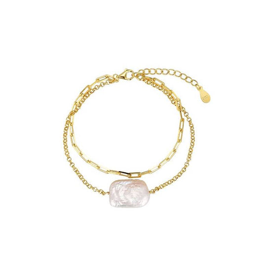 Pulsera Plata De Ley 925 Chapado Con Perla Barroca