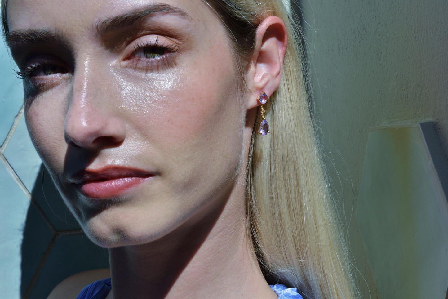 Pendientes Plata Dorada Amatista y Topacio