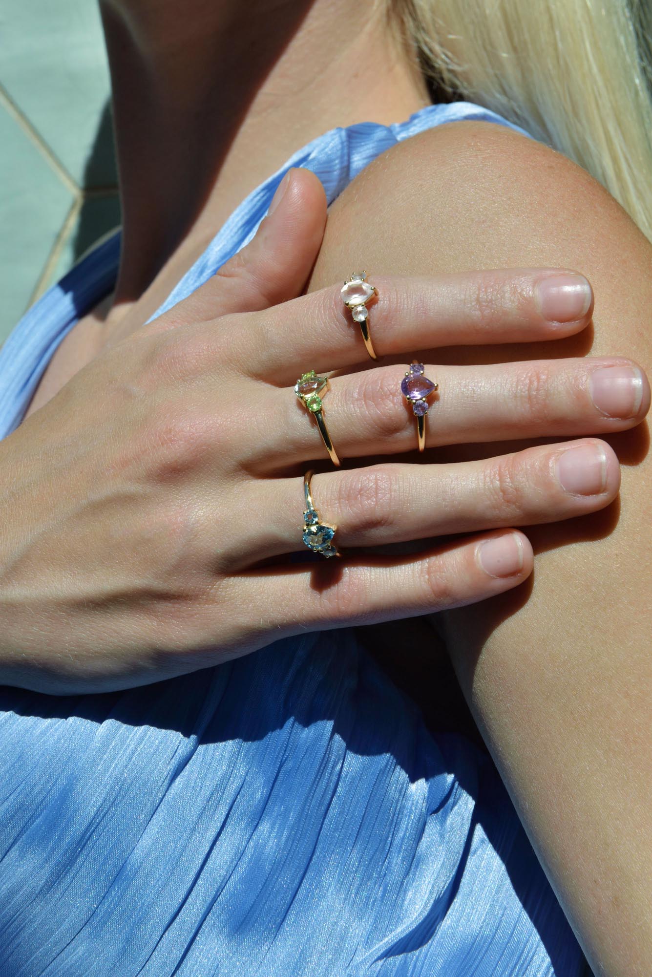 Anillo Plata Dorada Amatista