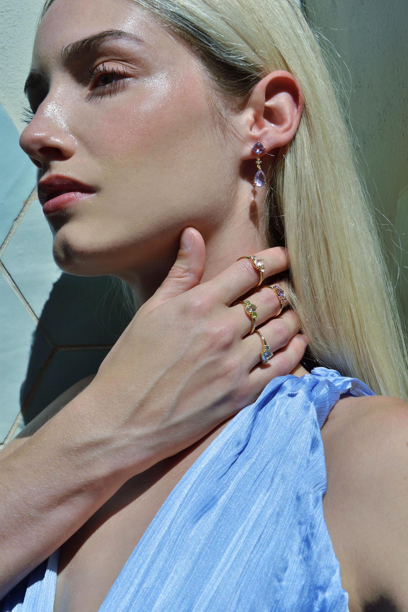 Anillo Plata Dorada Amatista