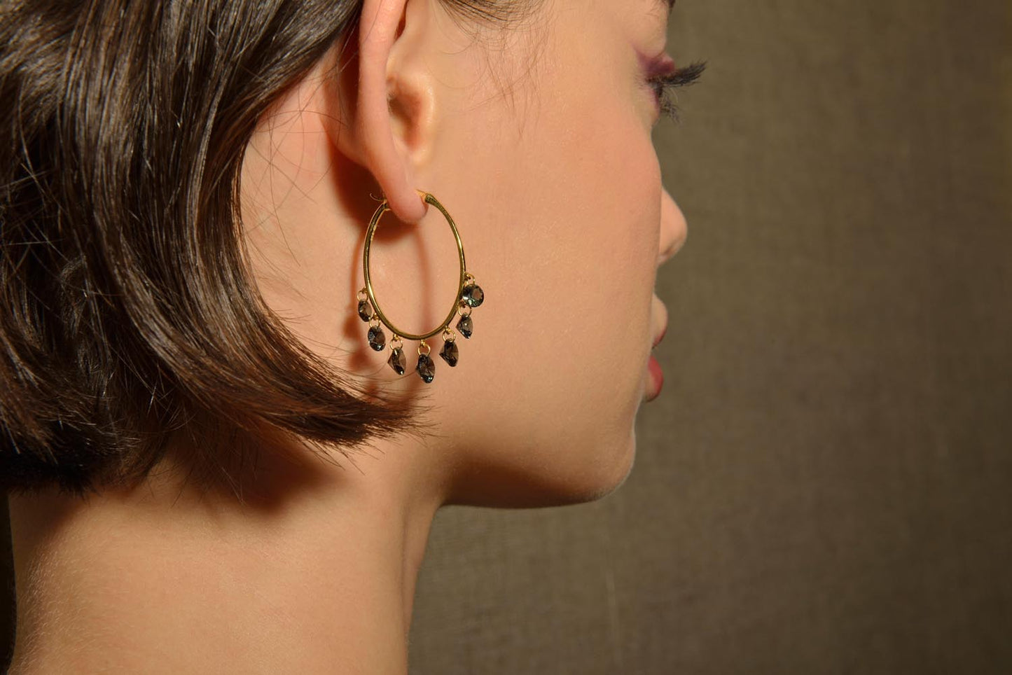 Pendientes Plata Dorada Aro Ovalado Circonitas