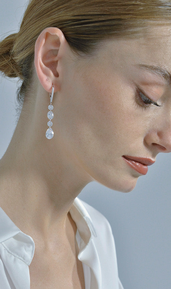 Pendientes Plata Rodiada Circonitas Blancas