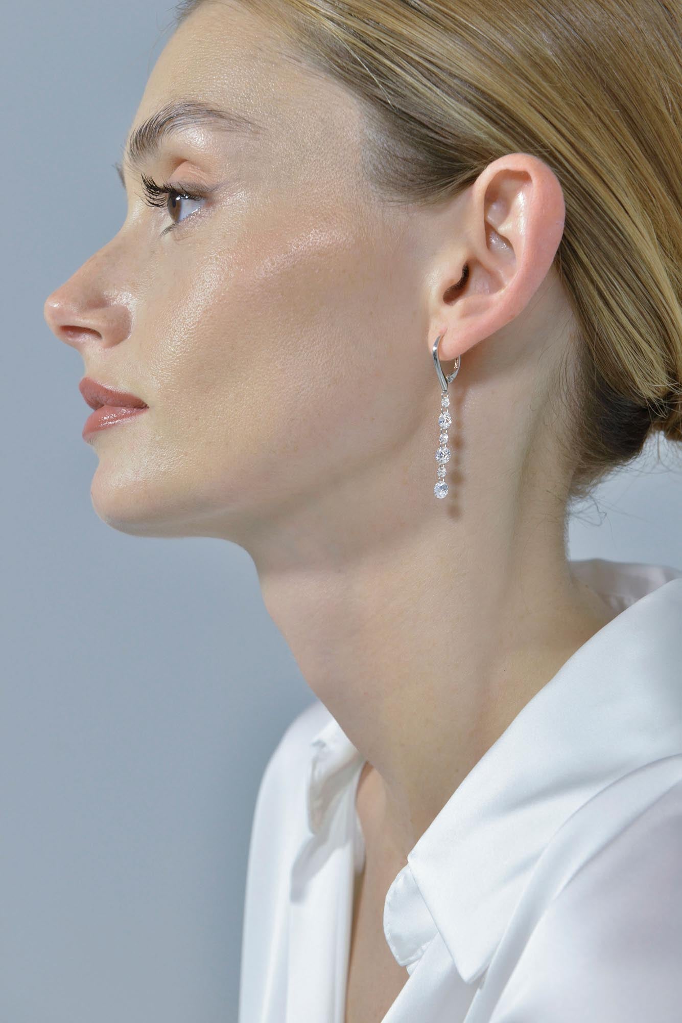 Pendientes Plata Rodiada Barra Circonitas