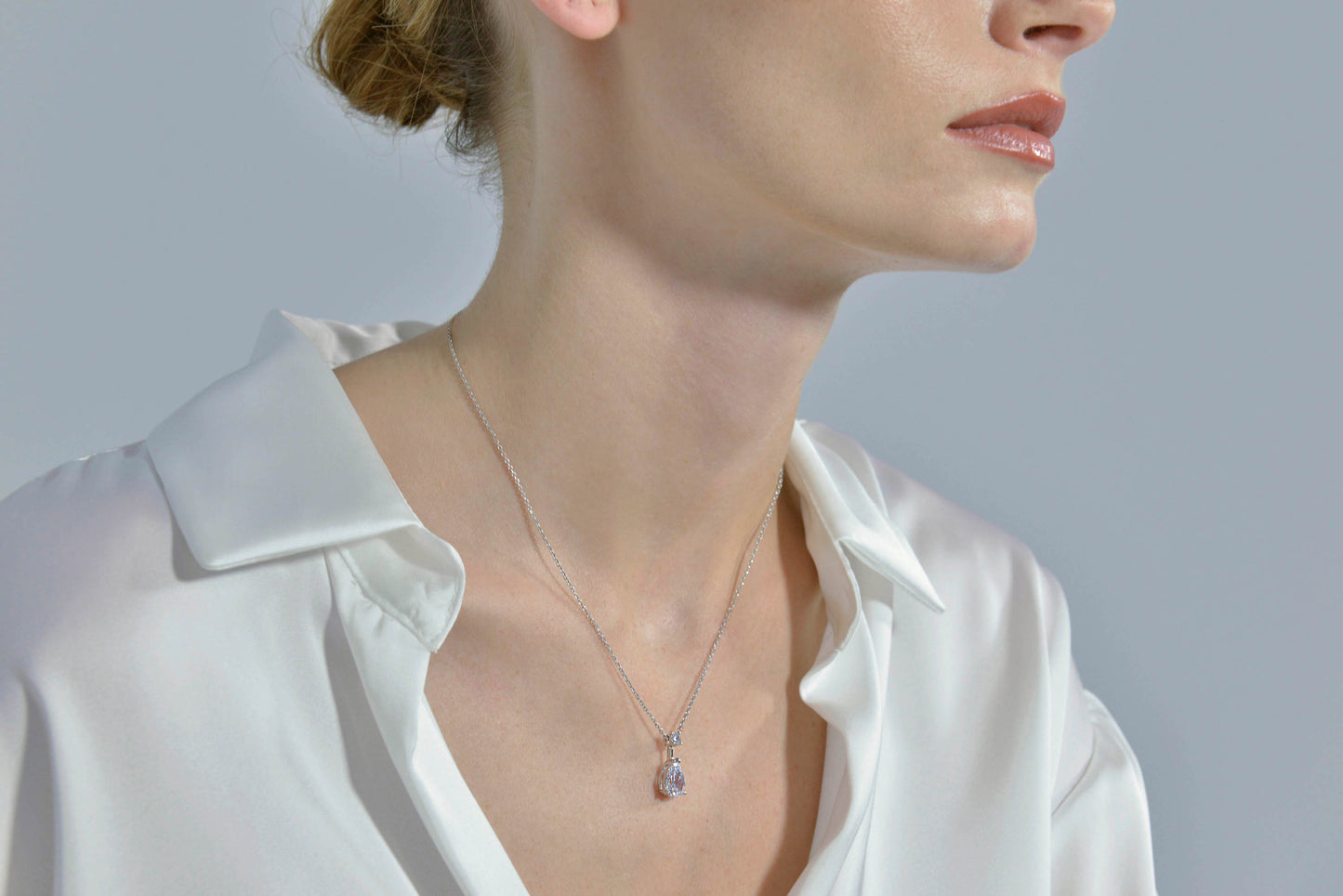 Collar Plata Rodiada Circonitas Pera