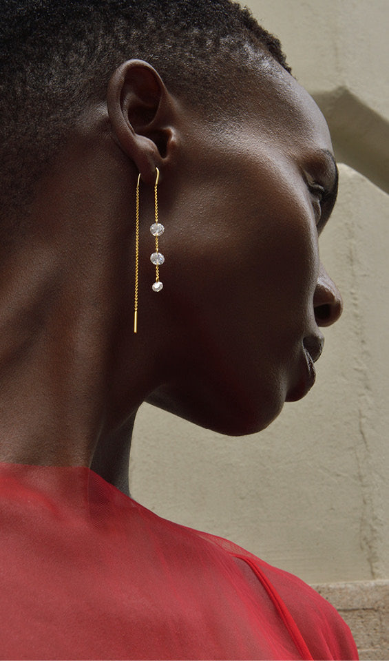 Pendientes Plata Dorada Cadena y Circonitas