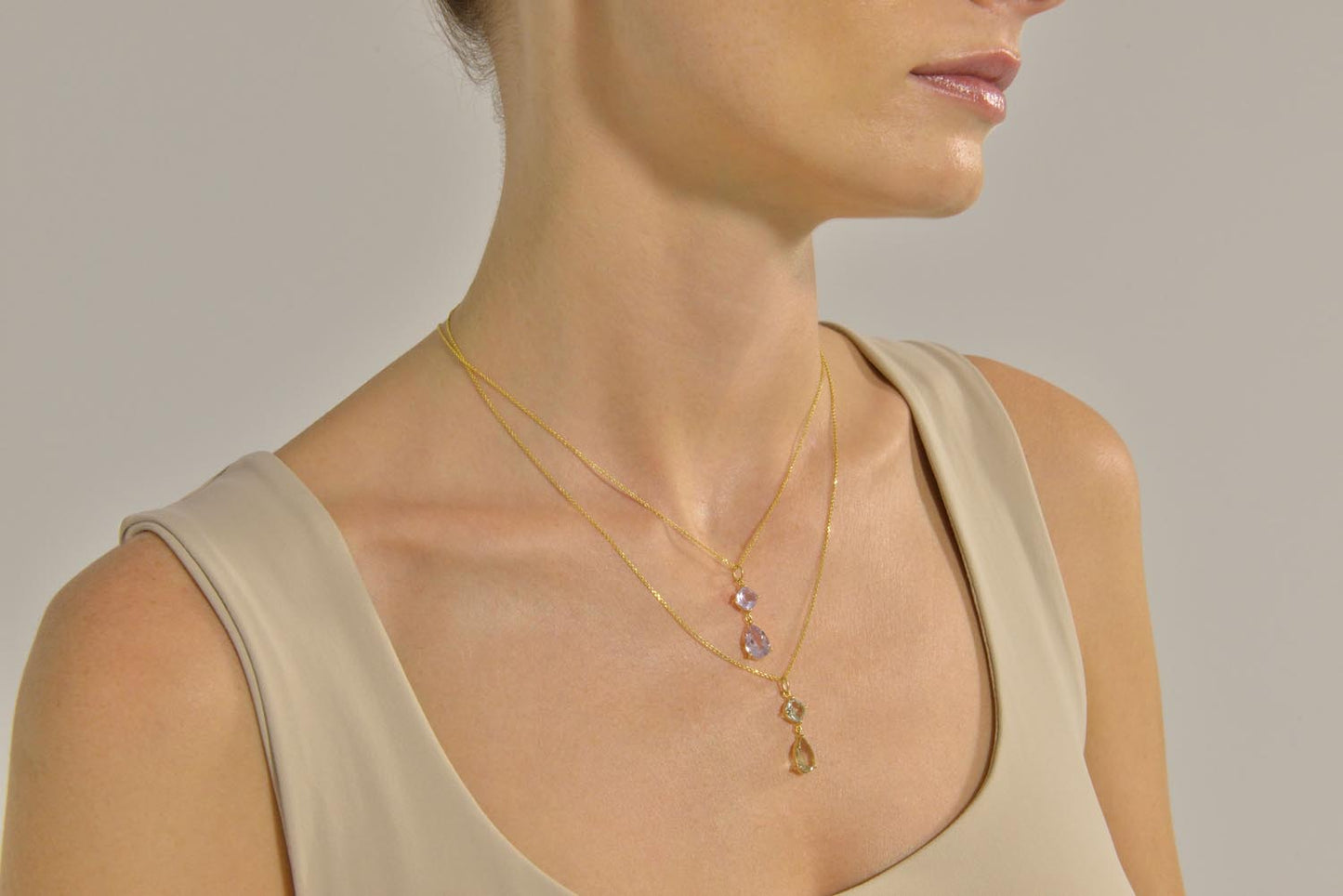 Collar Plata Chapado Dorado Amatista