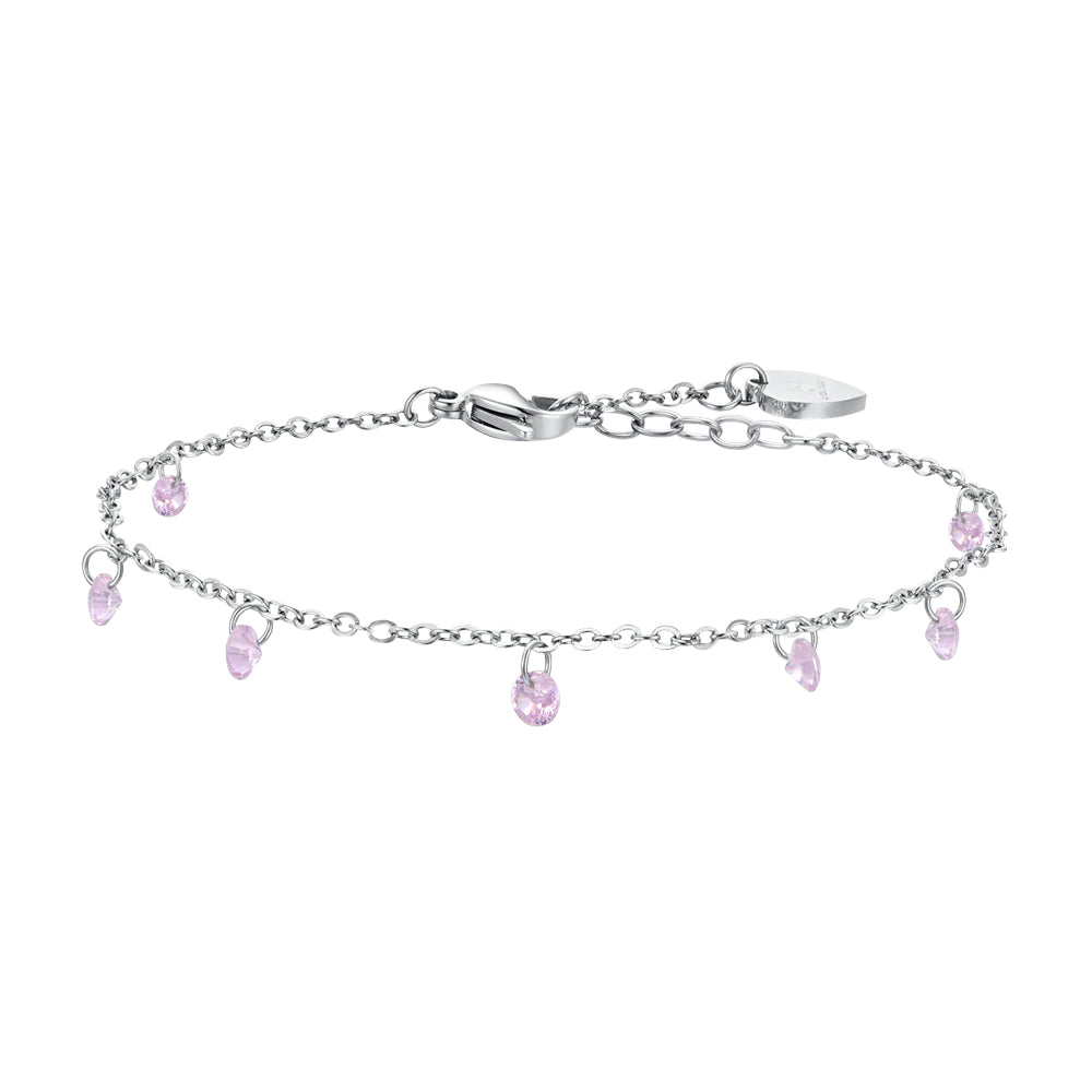 Tobillera De Mujer De Acero Con Circonita Rosa