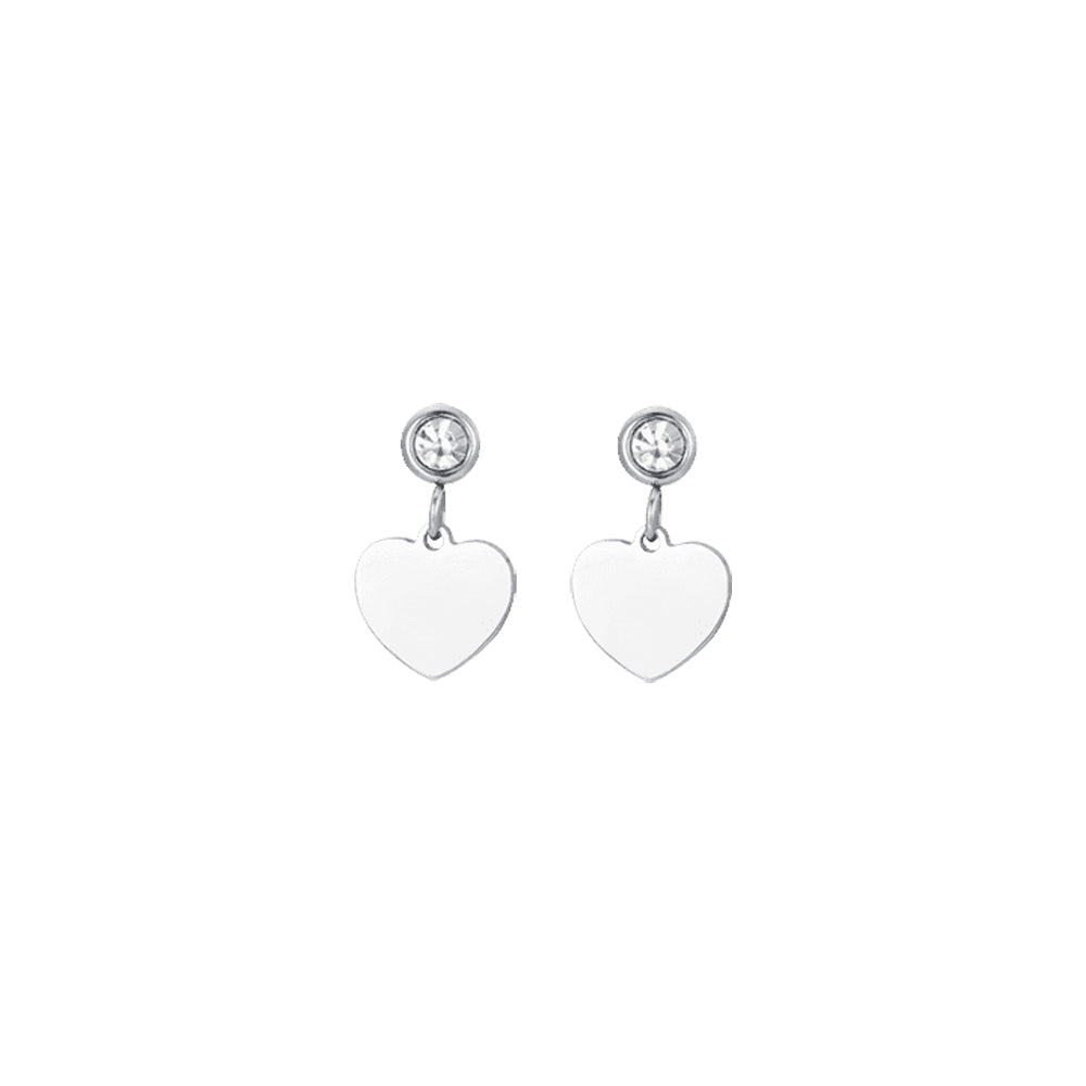Pendientes De Acero Para Mujer Con Corazón Y Circonita Blanca