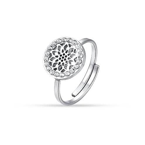 Anillo Acero Ajustable Estrella Circonitas