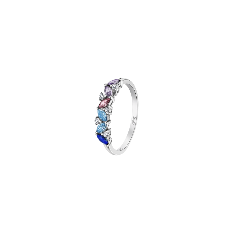 Anillo Lotus Mujer Plata Y Circonitas Multicolor