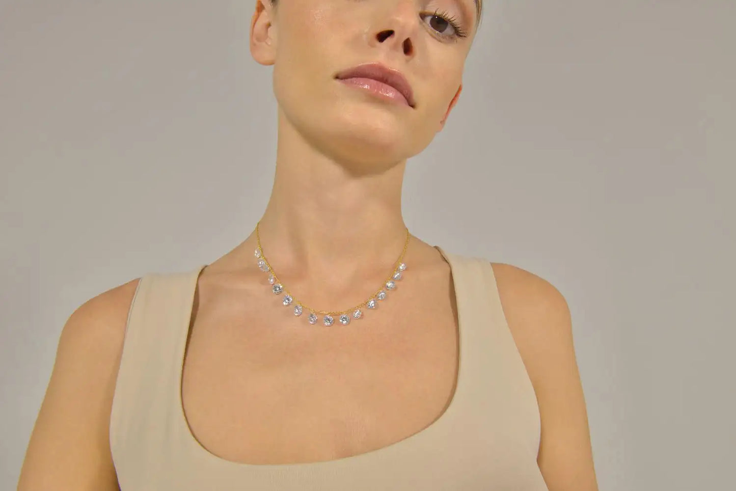 Collar Plata De Ley 925 Chapado Dorado Circonitas