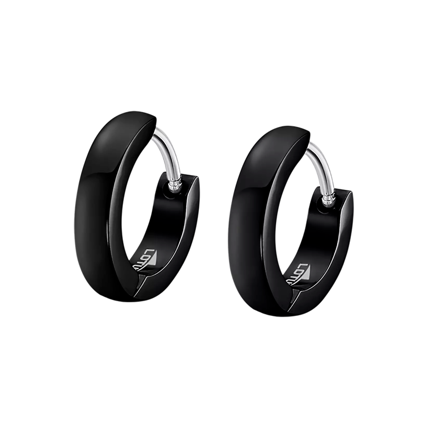 Lotus Earrings for Men in Black Stainless Steel