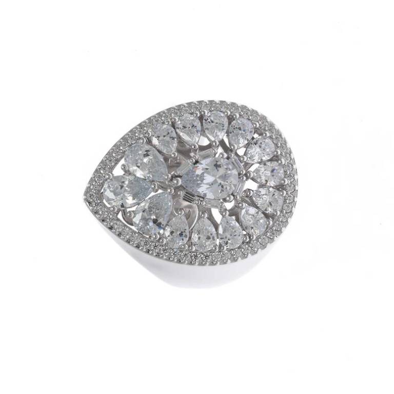 Anillo de Plata Rodiado con Circonitas
