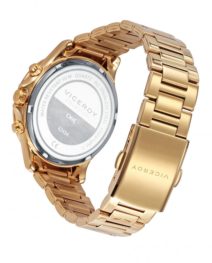 Reloj Viceroy con caja y brazalete de acero en Ip dorado