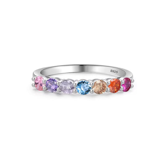 Anillo Circonitas Colores Plata