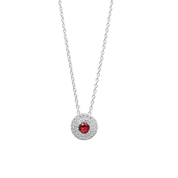 Collar Plata Colgante Circonita Rubí