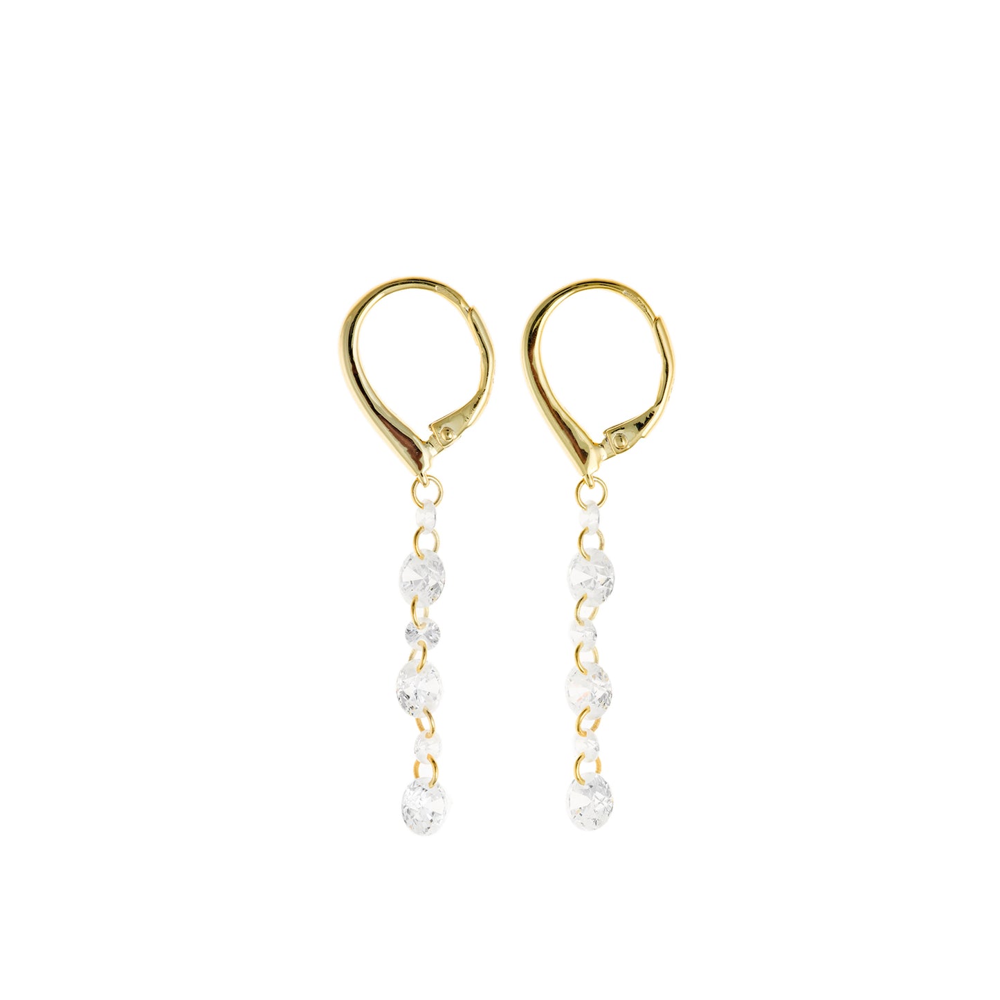 Pendientes Plata Dorada Tira Circonitas