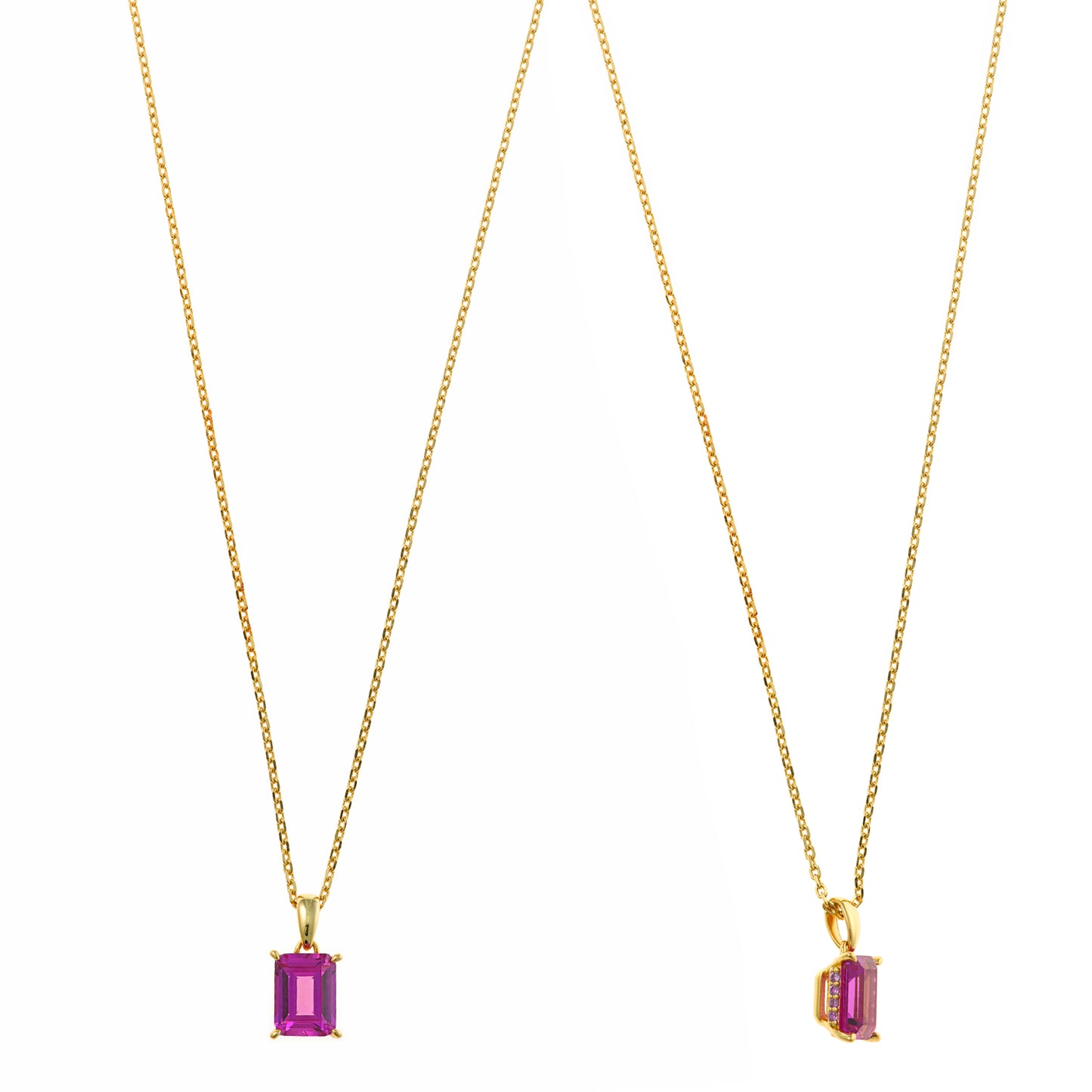 Collar Plata Dorada Circonita Rubí