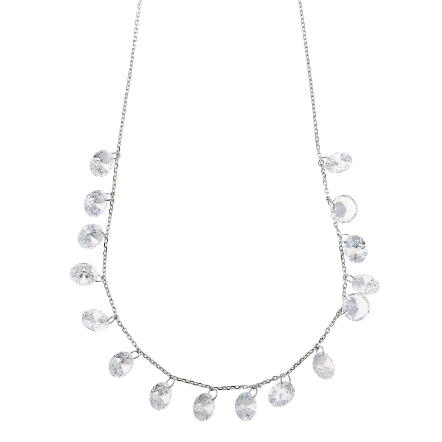 Collar Plata Rodiada Circonitas Blancas