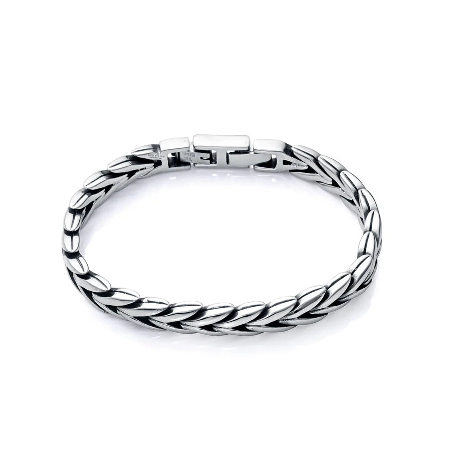 Men's Steel Bracelet with V-Shaped Links