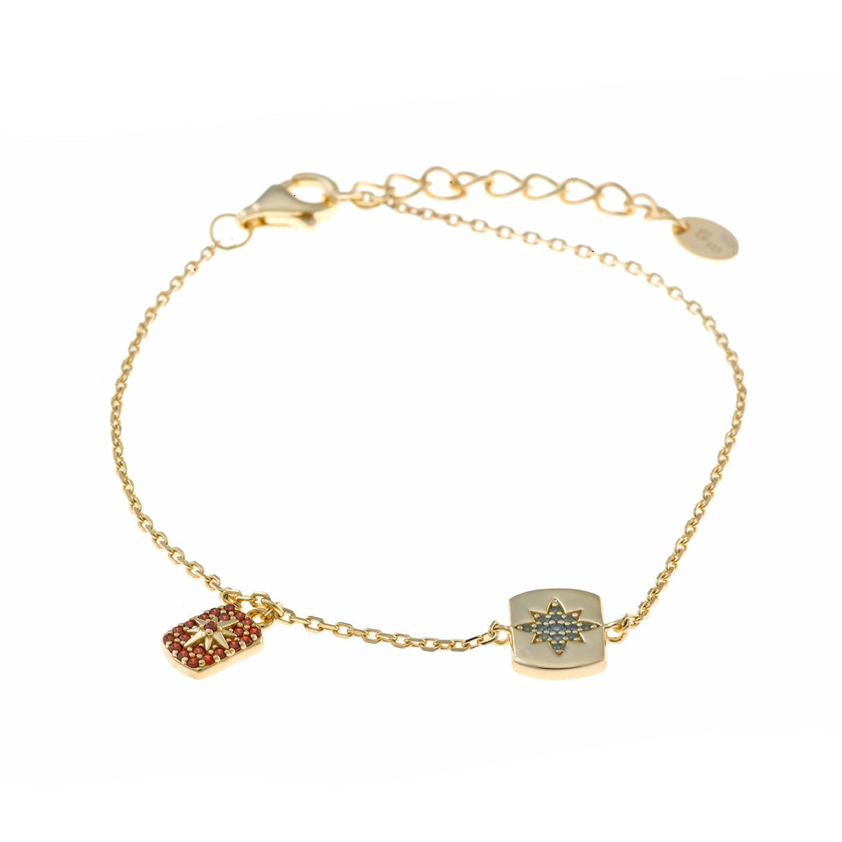 Pulsera Plata Salvatore Rectángulo Estrellas Chapado Oro