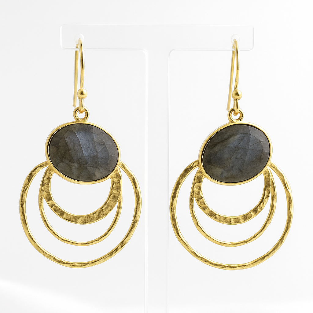 Pendientes Labradorita Plata 925 Chapado Oro Salvatore