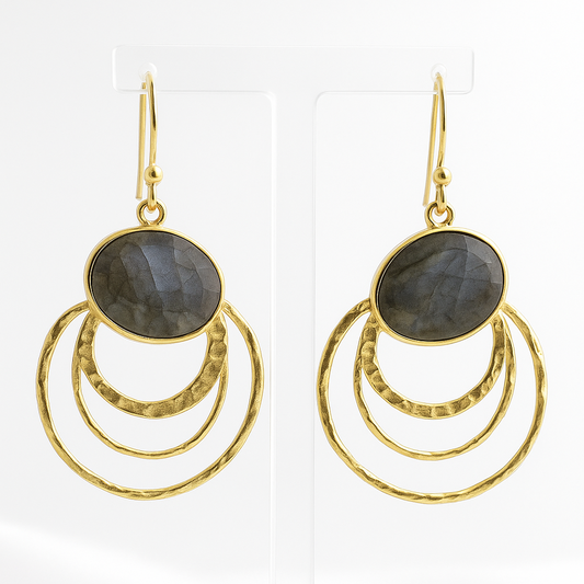 Pendientes Labradorita Plata 925 Chapado Oro Salvatore
