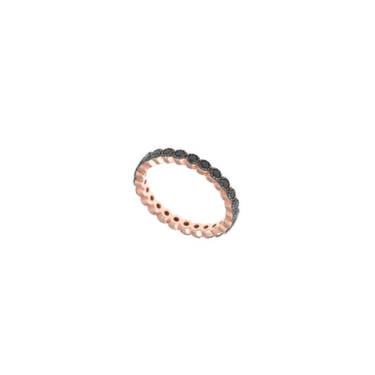 Anillo Plata 925 Chapado Oro Rosa Circonitas Negras Salvatore