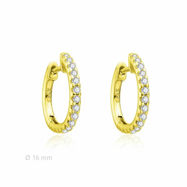 Pendientes Aros Plata Chapado Dorado Tira Circonitas