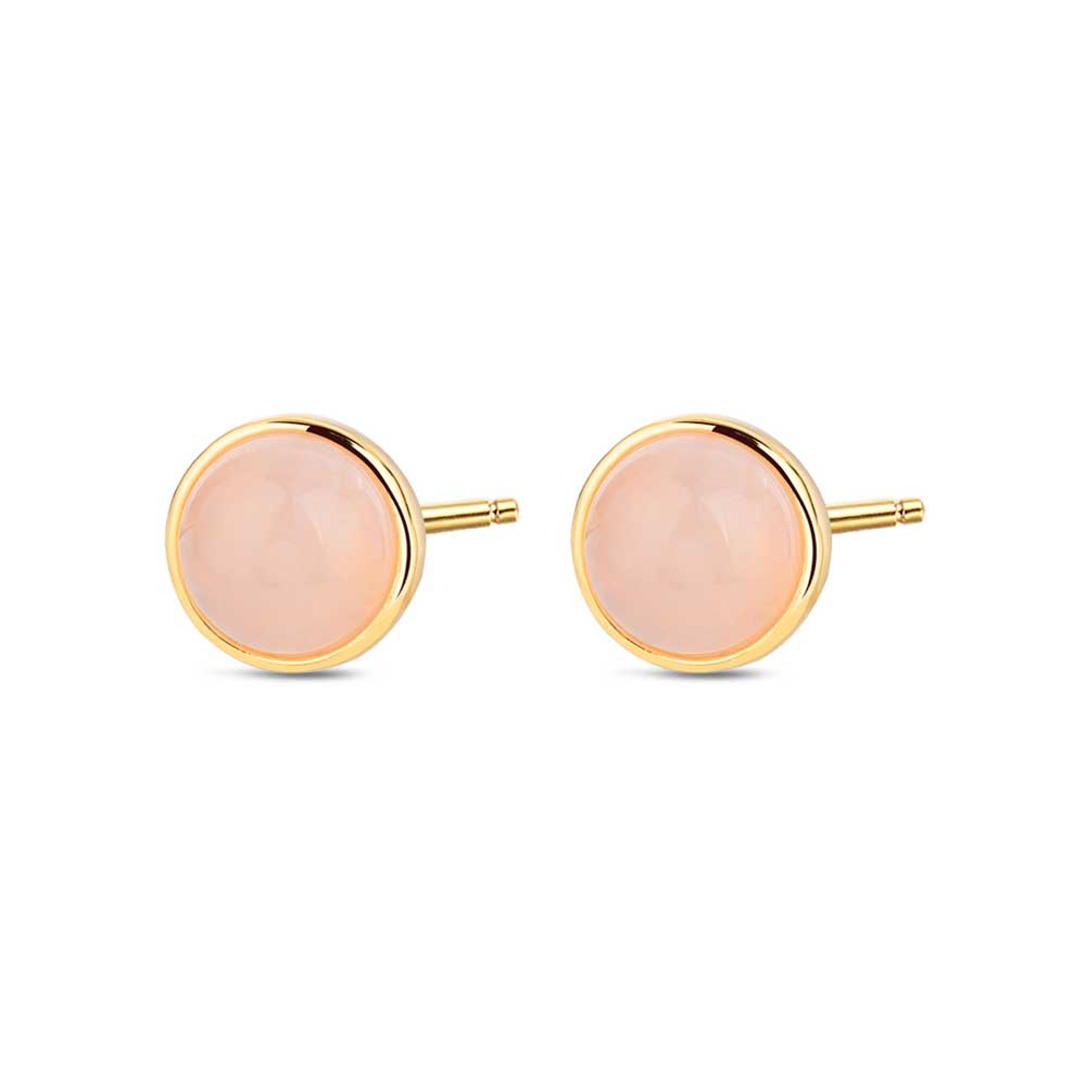 Pendientes De Piedra Natural Cuarzo Rosa