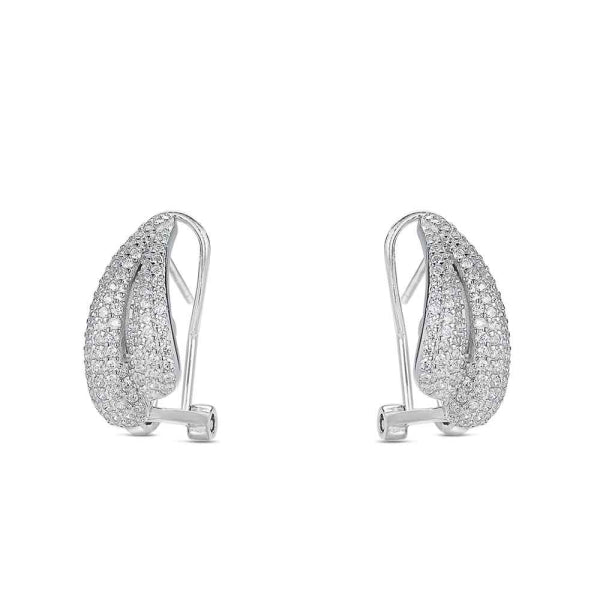 Pendientes Plata Rodiada Gota Doble con Circonitas