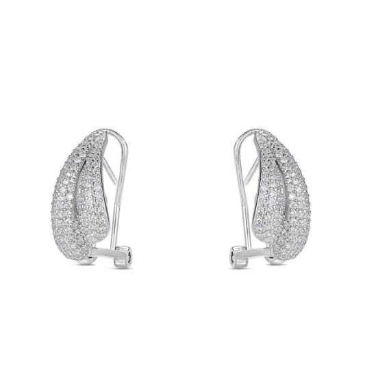 Pendientes Plata Rodiada Gota Doble con Circonitas