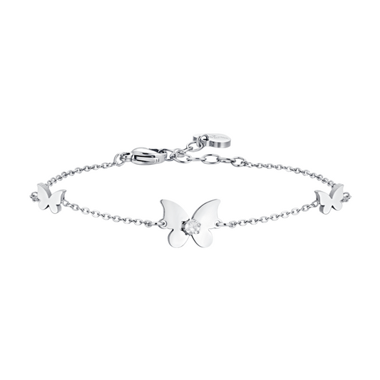 Pulsera Acero Mariposas Con Circonita