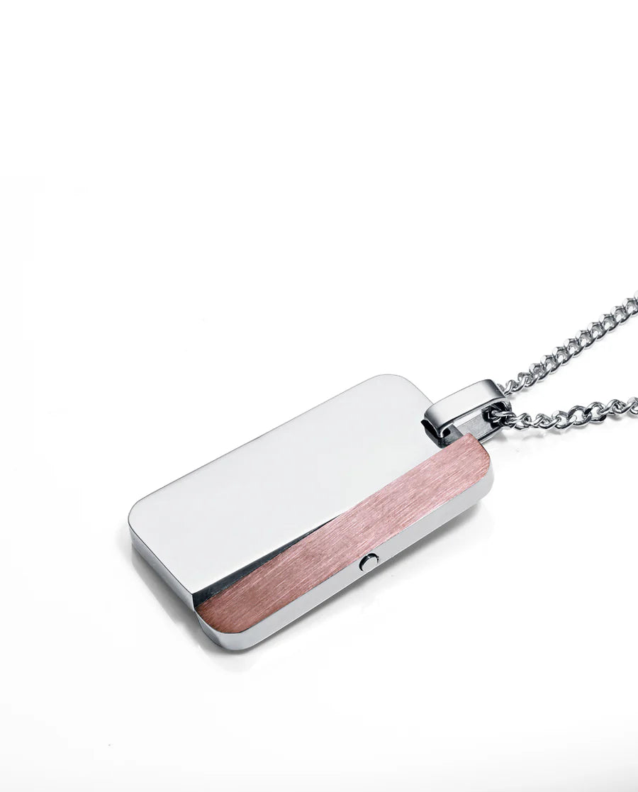 Collar Lotus Hombre De Acero Con Colgante Placa Ip Marrón