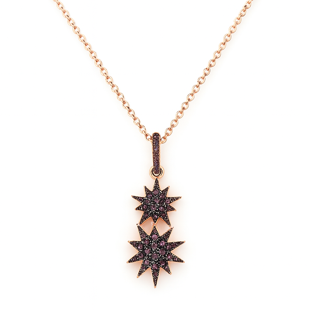 Collar Plata 925 Chapado Oro Rosa Estrellas Salvatore