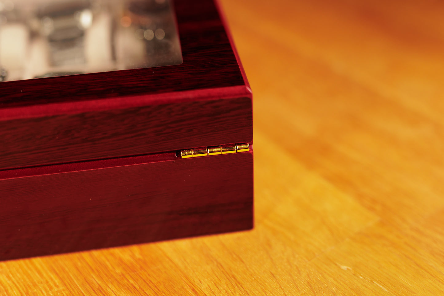 Aruale Joyas Estuche Lujo Relojes Acabado Madera Caoba 12 Compartimentos Ideal Regalo para Coleccionistas y Amantes de Relojes con Tapa de Cristal Interior de Terciopelo Caja y Gamuza Incluidos