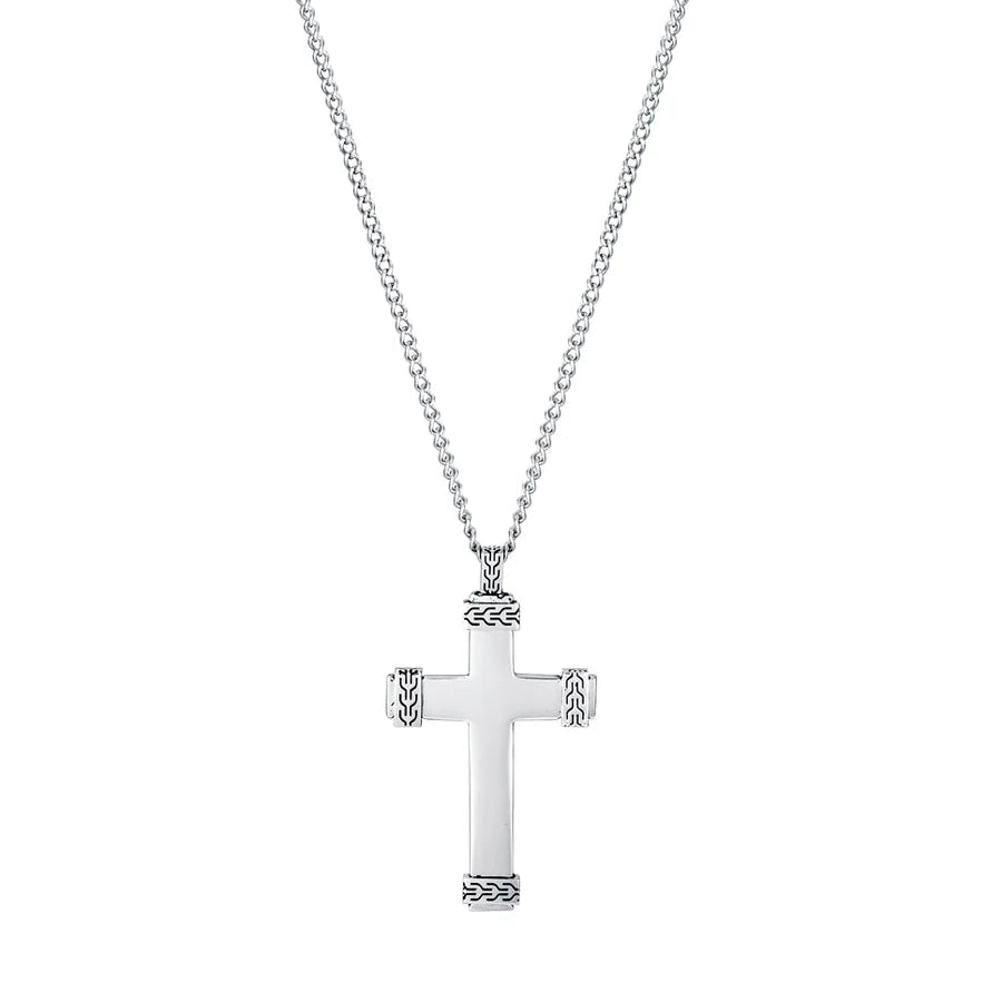 Collar De Hombre En Acero Con Cruz